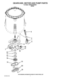 GEARCASE, MOTOR AND PUMP PARTS Diagram and Parts List for 7MWTW1502AW0  Whirlpool Washer