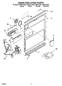 DOOR AND LATCH PARTS Diagram and Parts List for KUDI01FLWH3  KitchenAid Dishwasher