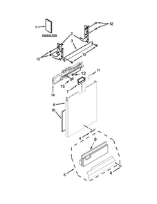 Door And Panel Parts Diagram and Parts List for KDFE454CSS1  KitchenAid Dishwasher