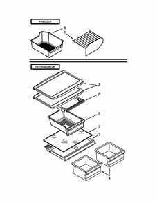 Shelf Parts Diagram and Parts List for IK8RXDGMXS02  Whirlpool Refrigerator