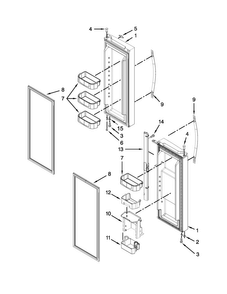 Refrigerator Door Parts Diagram and Parts List for WRF560SMYE01  Whirlpool Refrigerator