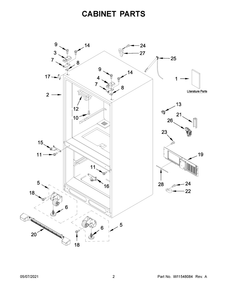 Part Location Diagram of W11534593 Whirlpool Tech Sheet