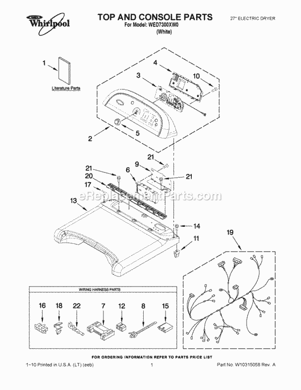 Part Location Diagram of W10319798 Whirlpool HARNS-WIRE