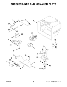 Freezer Liner And Icemaker Parts Diagram and Parts List for WRF535SWHZ07  Whirlpool Refrigerator