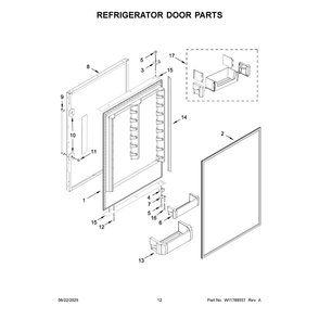 Refrigerator Door Parts Diagram and Parts List for KBBL306ESS06  KitchenAid Refrigerator
