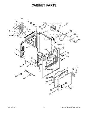 03 - CABINET PARTS Diagram and Parts List for YMEDB755DW0  Whirlpool Dryer