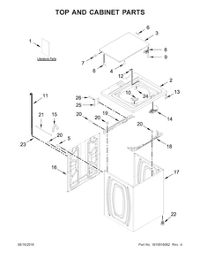 Top And Cabinet Parts Diagram and Parts List for 11022332511  Kenmore Washer
