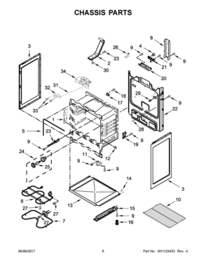 04 - CHASSIS PARTS Diagram and Parts List for AER6603SFS1  Whirlpool Range