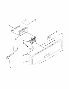 Control Panel And Latch Parts Diagram and Parts List for IUD8555DX2  Whirlpool Dishwasher