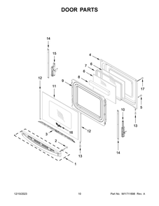 Door Parts Diagram and Parts List for WFG535S0LS5  Whirlpool Range