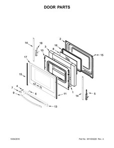 Door Parts Diagram and Parts List for 664C95113610  Kenmore Range