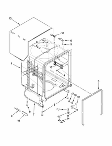 Tub And Frame Parts Diagram and Parts List for 66513282K112  Kenmore Dishwasher