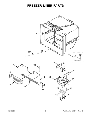 Freezer Liner Parts Diagram and Parts List for WRF767SDHV00  Whirlpool Refrigerator