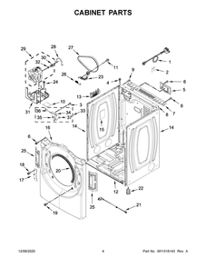 Cabinet Parts Diagram and Parts List for YWED560LHW2  Whirlpool Dryer