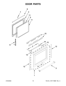 Door Parts Diagram and Parts List for KFGG500EBS8  KitchenAid Range