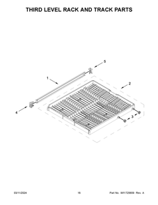Third Level Rack And Track Parts Diagram and Parts List for WDT750SAKB3  Whirlpool Dishwasher