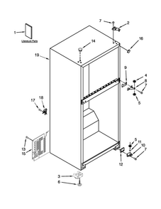 Cabinet Parts Diagram and Parts List for W8TXEWFYQ03  Whirlpool Refrigerator