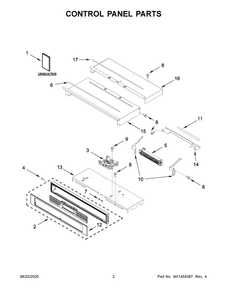 Control Panel Parts Diagram and Parts List for KOSE500EWH05  Whirlpool Microwave Oven Combo