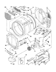 Bulkhead Parts Diagram and Parts List for YIED7300WW1  Inglis Dryer