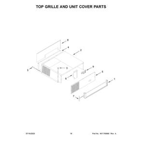 Top Grille And Unit Cover Parts Diagram and Parts List for KBSN702MPA01  KitchenAid Refrigerator