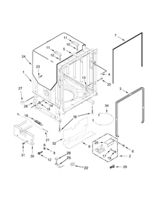 Tub And Frame Parts Diagram and Parts List for KDTM404EWH0  KitchenAid Dishwasher