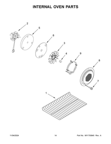 08 - Internal Oven Parts Diagram and Parts List for MGT8800FZ11  Whirlpool Range