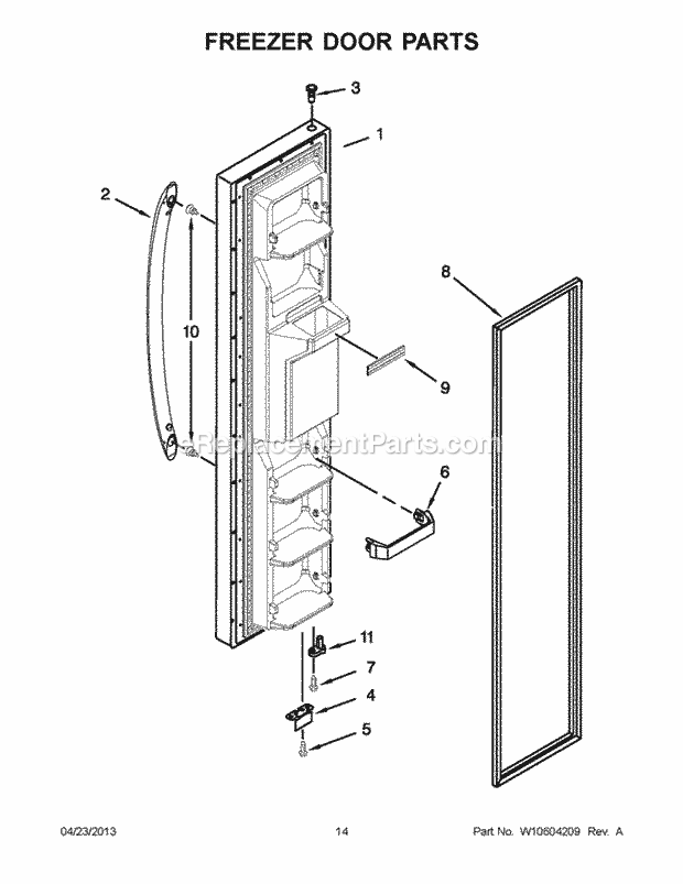 Part Location Diagram of LW10763099 Whirlpool DOOR ASSEMBLY