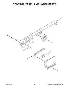 Control Panel And Latch Parts Diagram and Parts List for WDP730HAMZ1  Whirlpool Dishwasher