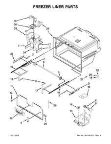 Freezer Liner Parts Diagram and Parts List for WRF555SDHV00  Whirlpool Refrigerator