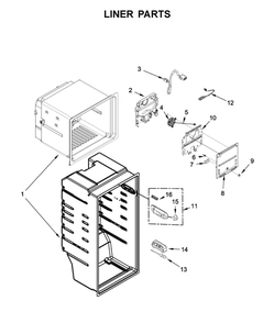 Liner Parts Diagram and Parts List for WRT312CZJV00  Whirlpool Refrigerator