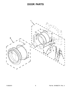 05 - DOOR PARTS Diagram and Parts List for YWED81HEDW1  Whirlpool Dryer