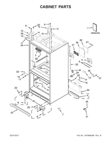 Cabinet Parts Diagram and Parts List for WRF767SDEM01  Whirlpool Refrigerator