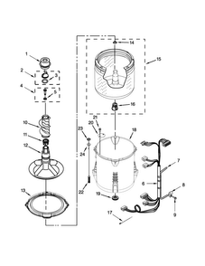 Basket And Tub Parts Diagram and Parts List for 7MWTW1704BM1  Whirlpool Washer