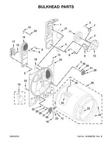 Bulkhead Parts Diagram and Parts List for 7MWED1650EQ0  Whirlpool Dryer