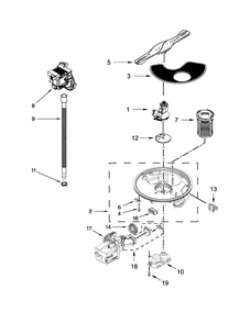 Pump, Washarm And Motor Parts Diagram and Parts List for 66513479N410  Kenmore Dishwasher