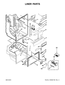 Liner Parts Diagram and Parts List for KRFF300EBS00  KitchenAid Refrigerator