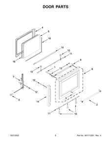 Door Parts Diagram and Parts List for KSDB900ESS9  KitchenAid Range