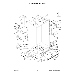 Cabinet Parts Diagram and Parts List for KBSN708MPS01  KitchenAid Refrigerator