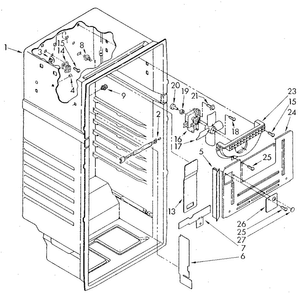 Liner Diagram and Parts List for ET18NKXSM03  Whirlpool Refrigerator