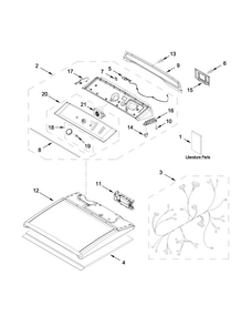 Top And Console Parts Diagram and Parts List for 11068133411  Kenmore Dryer