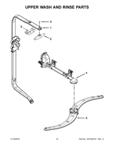 Upper Wash And Rinse Parts Diagram and Parts List for 66513543N413  Kenmore Dishwasher