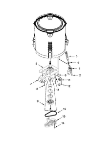 Gearcase, Motor And Pump Parts Diagram and Parts List for 7MWTW1905DW1  Whirlpool Washer