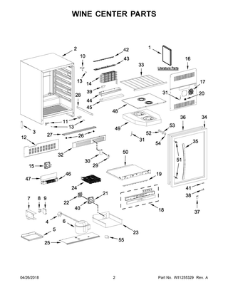Wine Center Parts Diagram and Parts List for WUW55X24DS01  Whirlpool Wine and Beverage Cooler