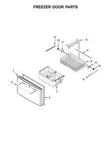 Freezer Door Parts Diagram and Parts List for IX7DDEXGZ000  Whirlpool Refrigerator