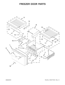 Freezer Door Parts Diagram and Parts List for KRMF606ESS00  KitchenAid Refrigerator