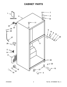 Cabinet Parts Diagram and Parts List for WRT348FMES05  Whirlpool Refrigerator