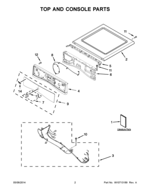 02 - TOP AND CONSOLE PARTS Diagram and Parts List for YWED95HEDW0  Whirlpool Dryer
