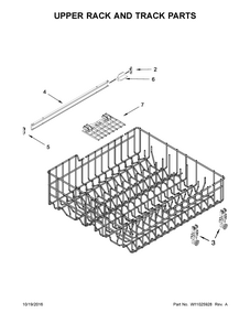 Upper Rack And Track Parts Diagram and Parts List for IUD7555DS3  Whirlpool Dishwasher