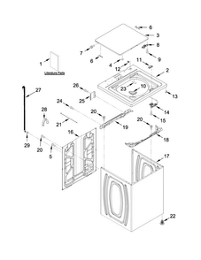 Top And Cabinet Parts Diagram and Parts List for 11022102312  Kenmore Washer