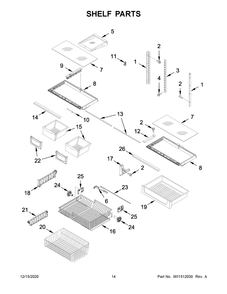 Shelf Parts Diagram and Parts List for MBF1958FEZ05  Whirlpool Refrigerator